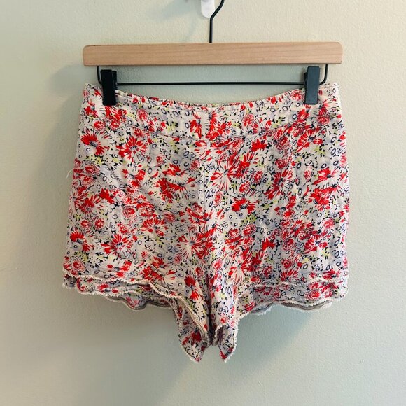 Free People Floral Micro Shorts Size Small Layered Tiered Red White Colorful - Picture 8 of 8